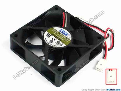 70597 AVC DA07020B12M Server - Square Fan -050, sq70x70x20, w160x3x3, 12V 0.30A AVC DA07020B12M Server - Square Fan 