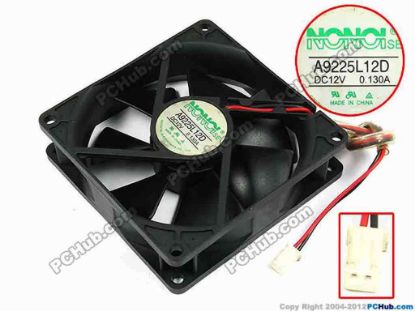 70649 NONOISE A9225L12D Server - Square Fan sq92x92x25, w165x2x2, 12V 0.130A NONOISE A9225L12D Server - Square Fan 