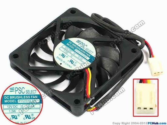 70800 PSC Select P1127010LB1F Server - Square Fan sq70x70x10, w280x3x3, 12V 0.10A 1.2W PSC Select P1127010LB1F Server - Square Fan 