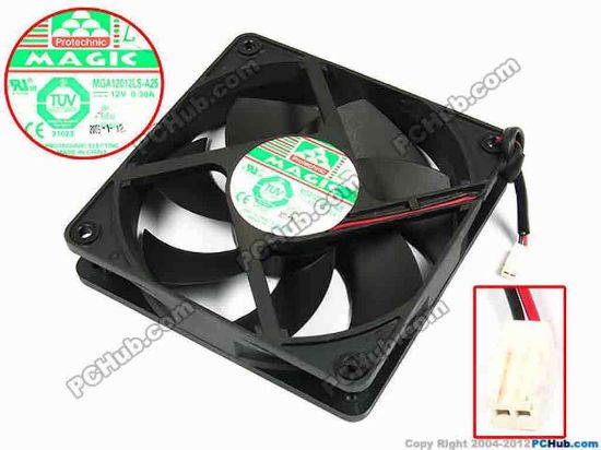 70807 Protechnic Magic MGA12012LS-A25 Server - Square Fan sq120x120x25, w100x2x2, 12V 0.30A Protechnic Magic MGA12012LS-A25 Server - Square Fan