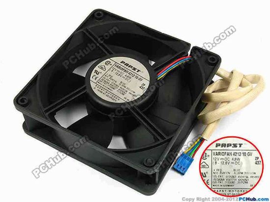 70811 ebm-papst VARIOFAN 4212 10 GV Server - Square Fan VARIOFAN421210GV, sq120x120x38, w405x4x4, 12V 4.8W ebm-papst VARIOFAN 4212 10 GV Server - Square Fan 