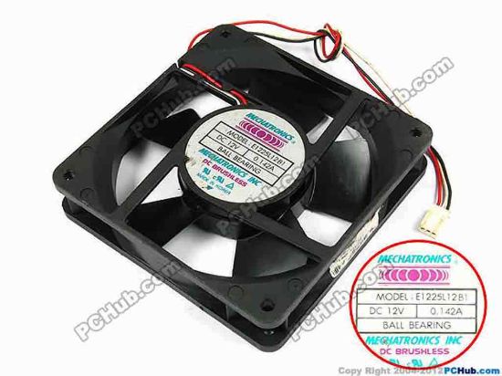 70823 MECHATRONICS E1225L12B1 Server - Square Fan sq120x120x25, w265x3x3, 12V 0.142A MECHATRONICS E1225L12B1 Server - Square Fan 