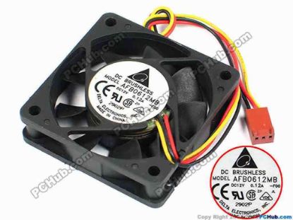 70826 Delta Electronics AFB0612MB Server - Square Fan -F00, sq60x60x15, w200x3x3, 12V 0.12A Delta Electronics AFB0612MB Server - Square Fan 