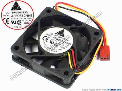 70828 Delta Electronics AFB0612HHB Server - Square Fan -F00, sq60x60x15, w185x3x3, 12V 0.18A Delta Electronics AFB0612HHB Server - Square Fan