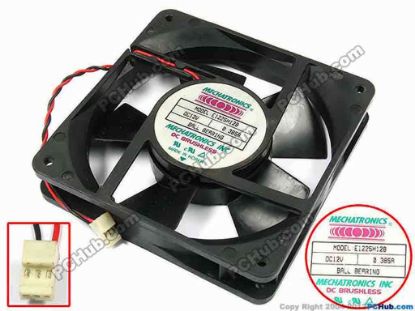 70913 MECHATRONICS E1225H12B Server - Square Fan sq120x120x25, w130x2x3, 12V 0.385A MECHATRONICS E1225H12B Server - Square Fan 