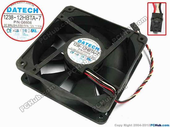 70915 JMC / DaTech 1238-12HBTA-7 Server - Square Fan sq120x120x38, w165x3x3, 12V 1.50A JMC / DaTech 1238-12HBTA-7 Server - Square Fan 