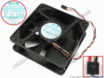 70920 JMC / DaTech 1238-12HBTA-4 Server - Square Fan DP/N:5W190, sq120x120x38, w225x3x3, 12V 0.90A JMC / DaTech 1238-12HBTA-4 Server - Square Fan 
