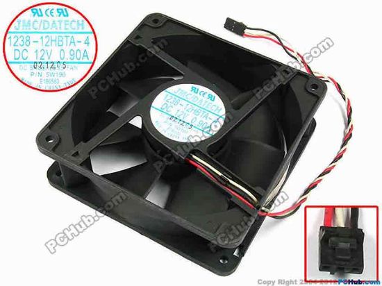 70920 JMC / DaTech 1238-12HBTA-4 Server - Square Fan DP/N:5W190, sq120x120x38, w225x3x3, 12V 0.90A JMC / DaTech 1238-12HBTA-4 Server - Square Fan 