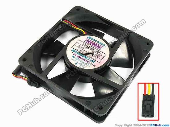 70924 MECHATRONICS E1225H12B2 Server - Square Fan sq120x120x25, w115x3x3, 12V 0.385A MECHATRONICS E1225H12B2 Server - Square Fan 