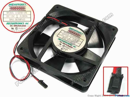 70925 MECHATRONICS E1225E12B Server - Square Fan sq120x120x25, w265x2x2, 12V 0.580A MECHATRONICS E1225E12B Server - Square Fan