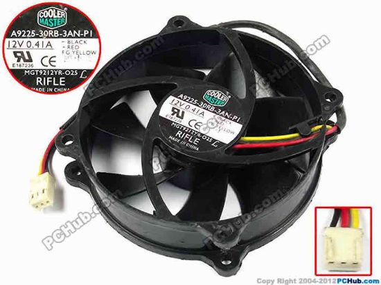 70929 Cooler Master MGT9212YR-O25 Server - Round Fan dia95x25, w205x3x3, 12V 0.41A Cooler Master MGT9212YR-O25 Server - Round Fan 