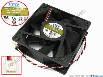 70960 AVC F1238B12M Server - Square Fan sq120x120x38, w335x3x3, 12V 0.4A AVC F1238B12M Server - Square Fan 