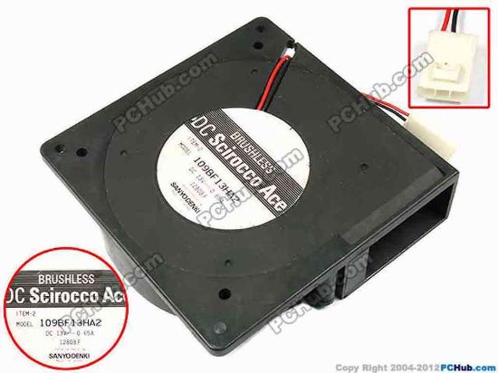 70966 Sanyo Denki 109BF13HA2 Server - Blower Fan bw120x120x32, w55x2x3, 13V 0.65A Sanyo Denki 109BF13HA2 Server - Blower Fan 