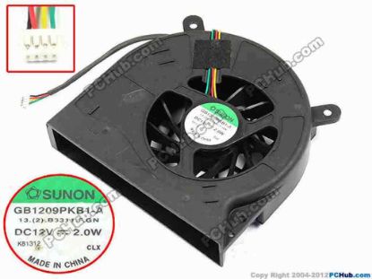 70980 SUNON GB1209PKB1-A Server - Blower Fan 13.(2).B3311.F.GN, bw88x83x19, w95x4x4, 12V 2.0W SUNON GB1209PKB1-A Server - Blower Fan