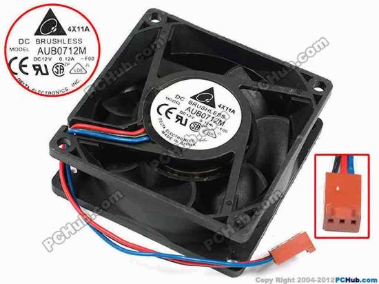 70996 Delta Electronics AUB0712M Server - Square Fan -F00, sq70x70x25, w95x3x3, 12V 0.12A Delta Electronics AUB0712M Server - Square Fan 