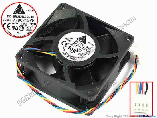 70997 Delta Electronics AFB0712VH Server - Square Fan -5U28, sq70x70x25, w150x4x4, 12V 0.56A Delta Electronics AFB0712VH Server - Square Fan 