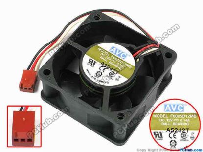 70999 AVC F6025B12MB Server - Square Fan sq60x60x25, w130x3x3, 12V 0.14A AVC F6025B12MB Server - Square Fan 