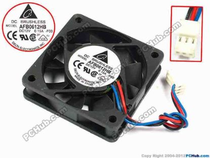 71004 Delta Electronics AFB0612HB Server - Square Fan -F00, sq60x60x15, w100x3x3, 12V 0.15A Delta Electronics AFB0612HB Server - Square Fan 