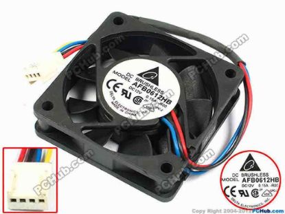 71005 Delta Electronics AFB0612HB Server - Square Fan -R00, sq60x60x15, w160x4x4, 12V 0.15A Delta Electronics AFB0612HB Server - Square Fan 