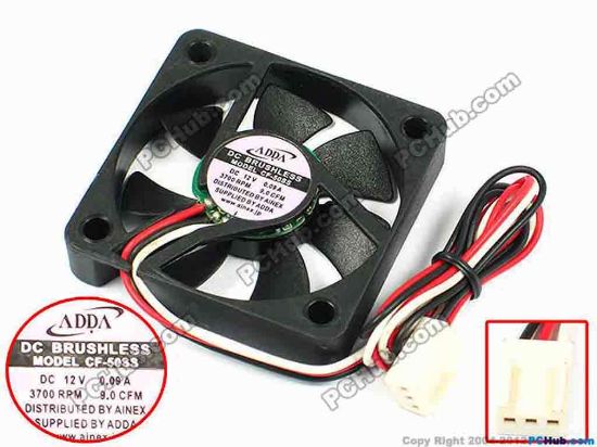 71042 ADDA CF-50SS Server - Square Fan sq50x50x10, w310x3x3, 12V 0.09A ADDA CF-50SS Server - Square Fan 