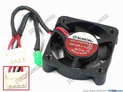 71147 SUNON KD1204PFB2 Server - Square Fan OC, sq40x40x10, w70x2x4, 12V 1.0W SUNON KD1204PFB2 Server - Square Fan 