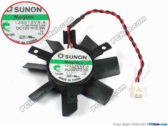 71148 SUNON 125010VX-A Server - Frameless / GPU Fan 11.MS.B3535.X.GN, Black, 12V 2.3W, dia45, ctc32, w SUNON 125010VX-A Server - Frameless / GPU Fan Cooling Fan for display card