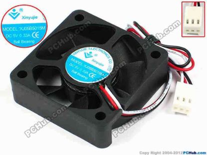 71346 Xinyujie DC- Bearing OEM- Square Fan XJ05B5015M, w190x3X3, 0.33A Xinyujie DC- Bearing OEM- Square Fan 