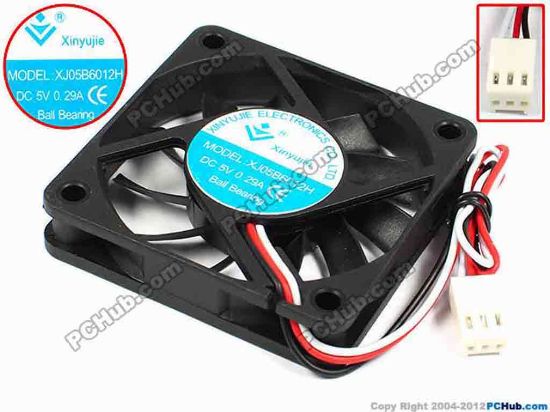 71376 Xinyujie DC- Bearing OEM- Square Fan XJ05B6012H, w185x3X3, 0.29A Xinyujie DC- Bearing OEM- Square Fan 