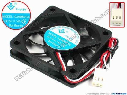 71378 Xinyujie DC- Bearing OEM- Square Fan XJ05B6012L, w185x3X3, 0.14A Xinyujie DC- Bearing OEM- Square Fan 