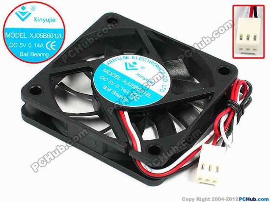 71378 Xinyujie DC- Bearing OEM- Square Fan XJ05B6012L, w185x3X3, 0.14A Xinyujie DC- Bearing OEM- Square Fan 