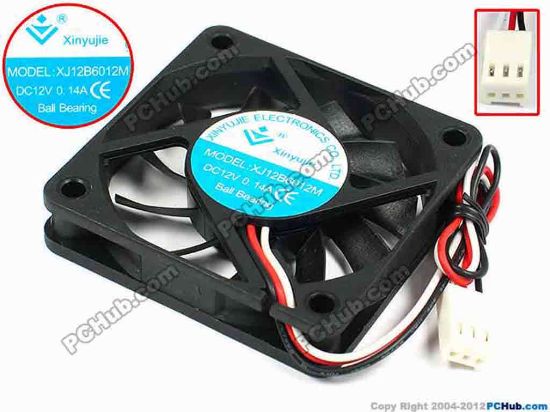 71380 Xinyujie DC- Bearing OEM- Square Fan XJ12B6012M, w185x3X3, 0.14A Xinyujie DC- Bearing OEM- Square Fan 