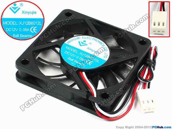 71381 Xinyujie DC- Bearing OEM- Square Fan XJ12B6012L, w185x3X3, 0.08A Xinyujie DC- Bearing OEM- Square Fan 