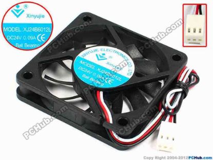 71385 Xinyujie DC- Bearing OEM- Square Fan XJ24B6012L, w185x3X3, 0.09A Xinyujie DC- Bearing OEM- Square Fan 