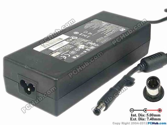 71393 HP Common Item (HP) AC Adapter- Laptop 19V 7.89A, (5.0/7.4)mm 3-prong HP Common Item (HP) AC Adapter- Laptop <span id="ctl00_ContentPlaceHolder1_ItemDesc1_lblItemDescription">&nbsp;Power supply adapter (150-watt) - Input voltage 100-240VAC,&nbsp; <br />
<p>PA-1151-03HS-ROHS<br />
Model: HSTNN-LA09<br />
HP P/N: 585010-001<br />
</p>
<p>INPUT: 100-240V~ 2.0A, 50-60Hz <br />
OUTPUT: 19V 7.89A 150W<br />
Connecter size: Int. Diameter: 5.00mm <br />
Ext. Diameter: 7.40mm<br />
<br />
<font color="#444444" face="Verdana"><br />
Dimension: 166 x&nbsp;69 x 40 mm<br />
</font><br />
<br />
**Please take note, 3 wire AC <a shape="rect" href="http://www.pchub.com/uph/category/356/Power-Core.html"><font color="#0066cc">power cord</font></a> not included.</p></span>