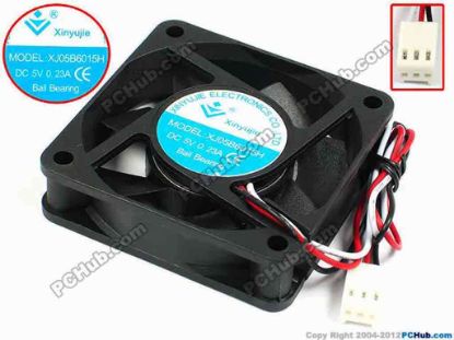 71394 Xinyujie DC- Bearing OEM- Square Fan XJ05B6015H, w185x3X3, 0.23A Xinyujie DC- Bearing OEM- Square Fan 