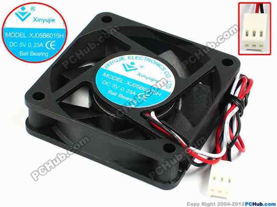 71394 Xinyujie DC- Bearing OEM- Square Fan XJ05B6015H, w185x3X3, 0.23A Xinyujie DC- Bearing OEM- Square Fan 