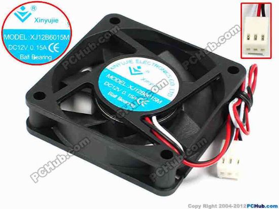 71398 Xinyujie DC- Bearing OEM- Square Fan XJ12B6015M, w185x3X3, 0.15A Xinyujie DC- Bearing OEM- Square Fan 