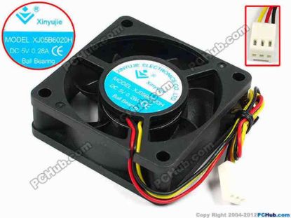 71408 Xinyujie DC- Bearing OEM- Square Fan XJ05B6020H, w215x3X3, 0.28A Xinyujie DC- Bearing OEM- Square Fan 