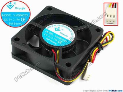 71411 Xinyujie DC- Bearing OEM- Square Fan XJ05B6020L, w215x3X3, 0.17A Xinyujie DC- Bearing OEM- Square Fan 