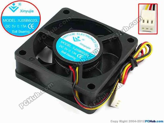 71411 Xinyujie DC- Bearing OEM- Square Fan XJ05B6020L, w215x3X3, 0.17A Xinyujie DC- Bearing OEM- Square Fan 