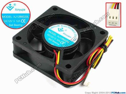 71415 Xinyujie DC- Bearing OEM- Square Fan XJ12B6020L, w215x3X3, 0.12A Xinyujie DC- Bearing OEM- Square Fan 