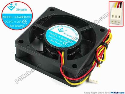 71416 Xinyujie DC- Bearing OEM- Square Fan XJ24B6020H, w215x3X3, 0.20A Xinyujie DC- Bearing OEM- Square Fan 