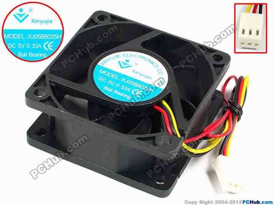 71421 Xinyujie DC- Bearing OEM- Square Fan XJ05B6025H, w215x3X3, 0.33A Xinyujie DC- Bearing OEM- Square Fan 
