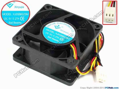 71422 Xinyujie DC- Bearing OEM- Square Fan XJ05B6025M, w215x3X3, 0.27A Xinyujie DC- Bearing OEM- Square Fan 