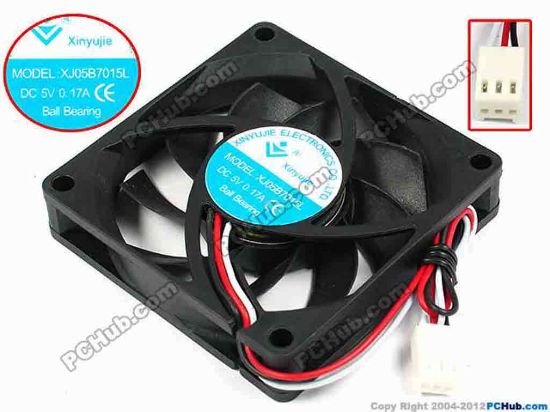 71440 Xinyujie DC- Bearing OEM- Square Fan XJ05B7015L, w175x3x3, 0.17A Xinyujie DC- Bearing OEM- Square Fan 