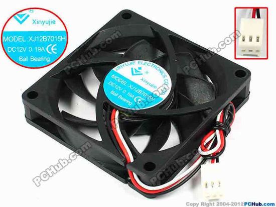 71441 Xinyujie DC- Bearing OEM- Square Fan XJ12B7015H, w175x3x3, 0.19A Xinyujie DC- Bearing OEM- Square Fan 