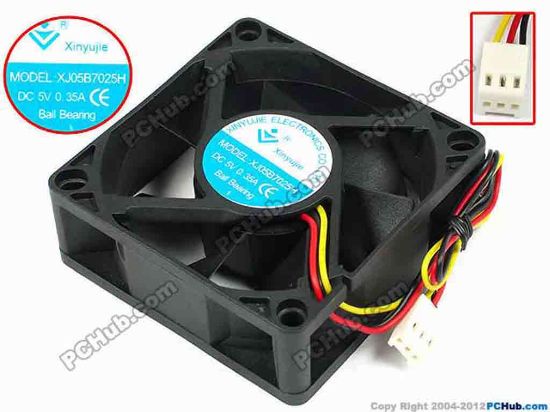 71448 Xinyujie DC- Bearing OEM- Square Fan XJ05B7025H, w205x3x3, 0.35A Xinyujie DC- Bearing OEM- Square Fan 
