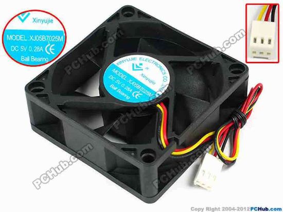 71458 Xinyujie DC- Bearing OEM- Square Fan XJ05B7025M, w205x3x3, 0.28A Xinyujie DC- Bearing OEM- Square Fan 