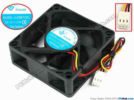 71459 Xinyujie DC- Bearing OEM- Square Fan XJ05B7025L, w205x3x3, 0.21A Xinyujie DC- Bearing OEM- Square Fan 