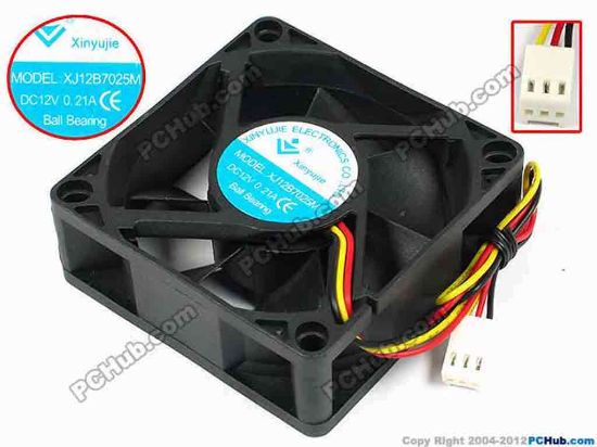 71463 Xinyujie DC- Bearing OEM- Square Fan XJ12B7025M, w205x3x3, 0.21A Xinyujie DC- Bearing OEM- Square Fan 